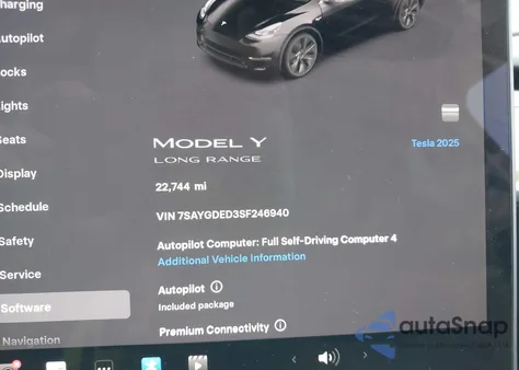 2025 Tesla Model Y Long Range Dual Motor Rear-Wheel Drive из США, поврежденный, VIN 7SAYGDED3SF246940